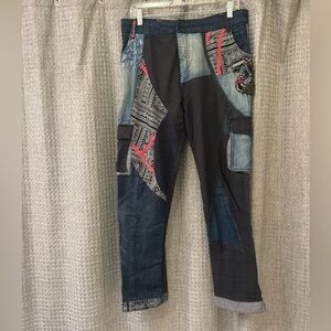 Patchwork Relaxed Jeans - Multicolor